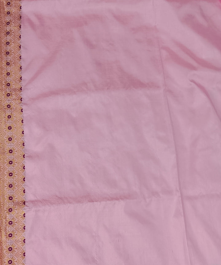 Baby pink blue silk handwoven assam saree