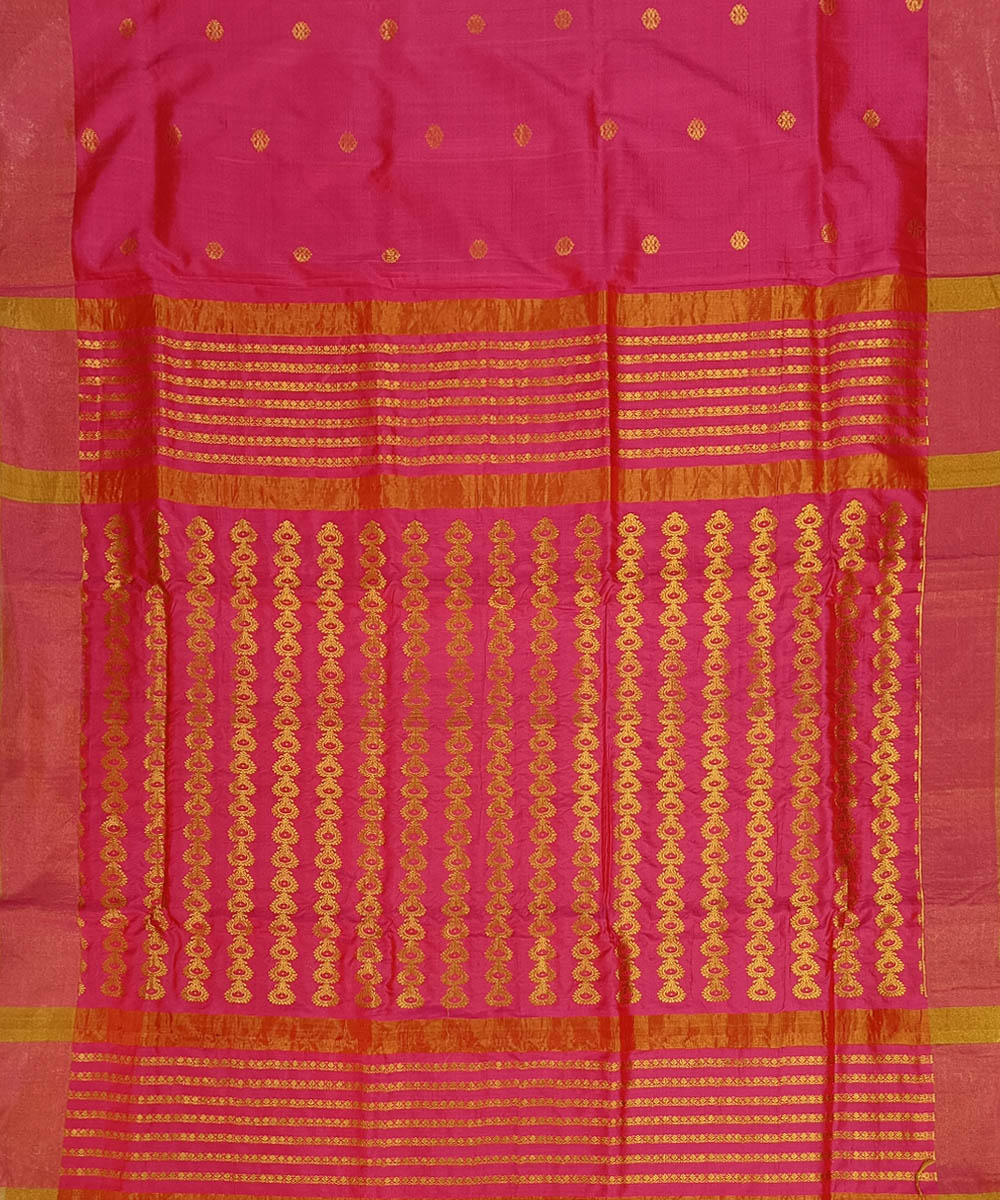 Red zari pallu silk handwoven assam saree