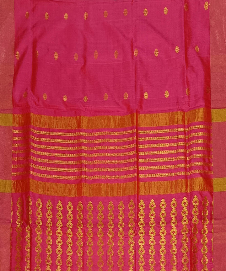 Red zari pallu silk handwoven assam saree
