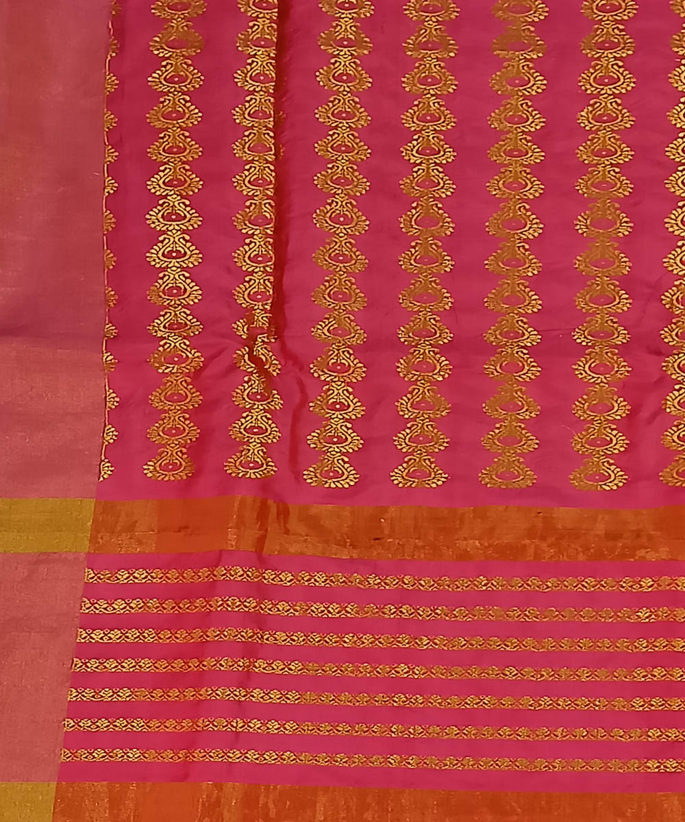 Red zari pallu silk handwoven assam saree