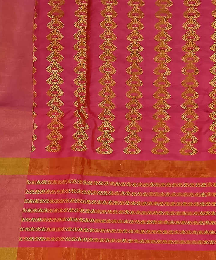 Red zari pallu silk handwoven assam saree