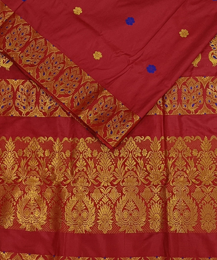 Maroon golden silk handwoven assam saree