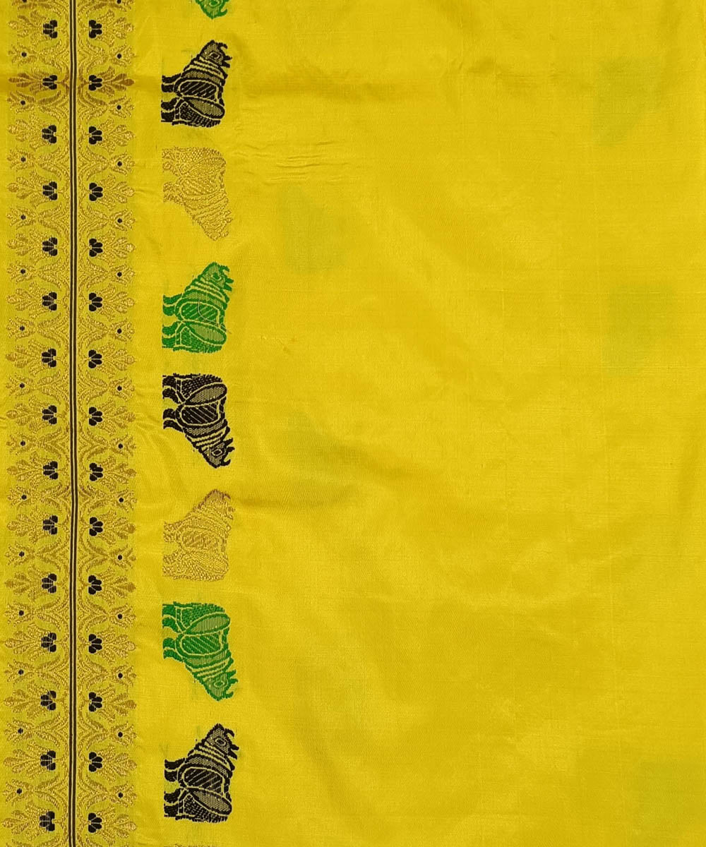 Yellow blue silk handwoven assam saree