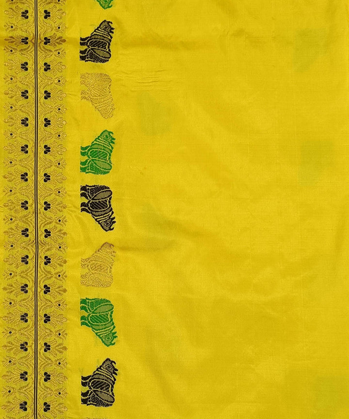 Yellow blue silk handwoven assam saree