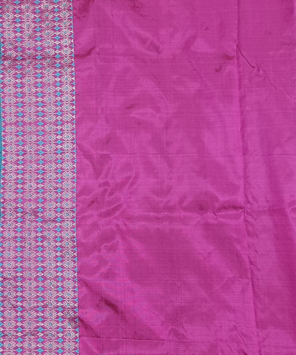 Magenta pink silk handwoven assam saree