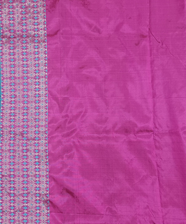 Magenta pink silk handwoven assam saree