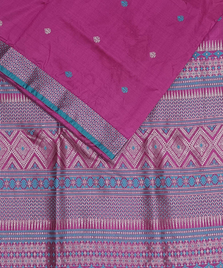 Magenta pink silk handwoven assam saree