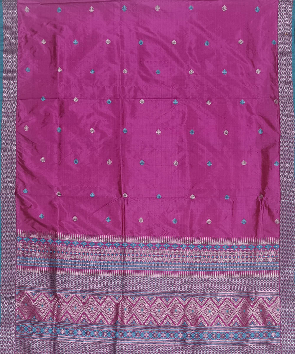 Magenta pink silk handwoven assam saree