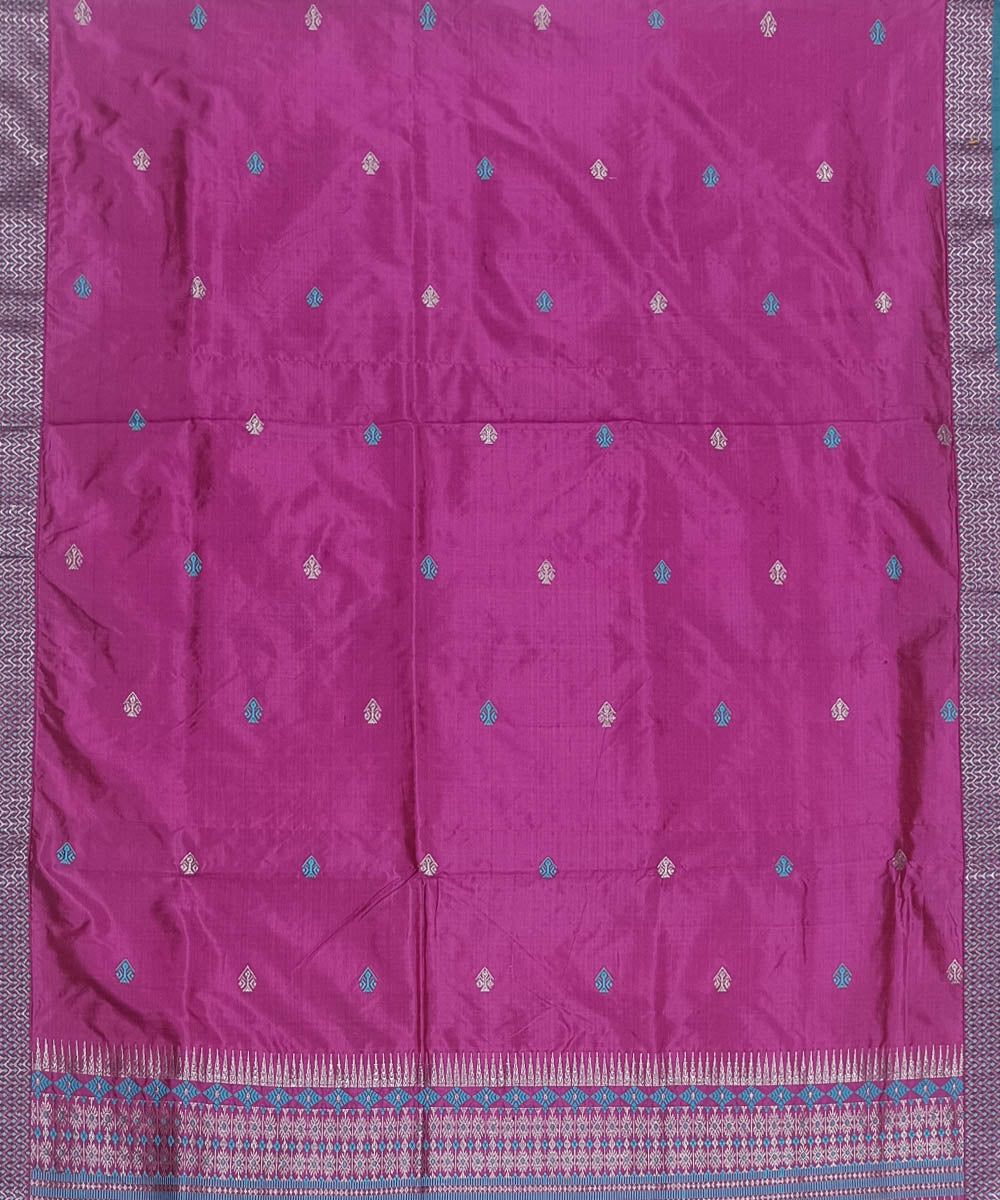 Magenta pink silk handwoven assam saree