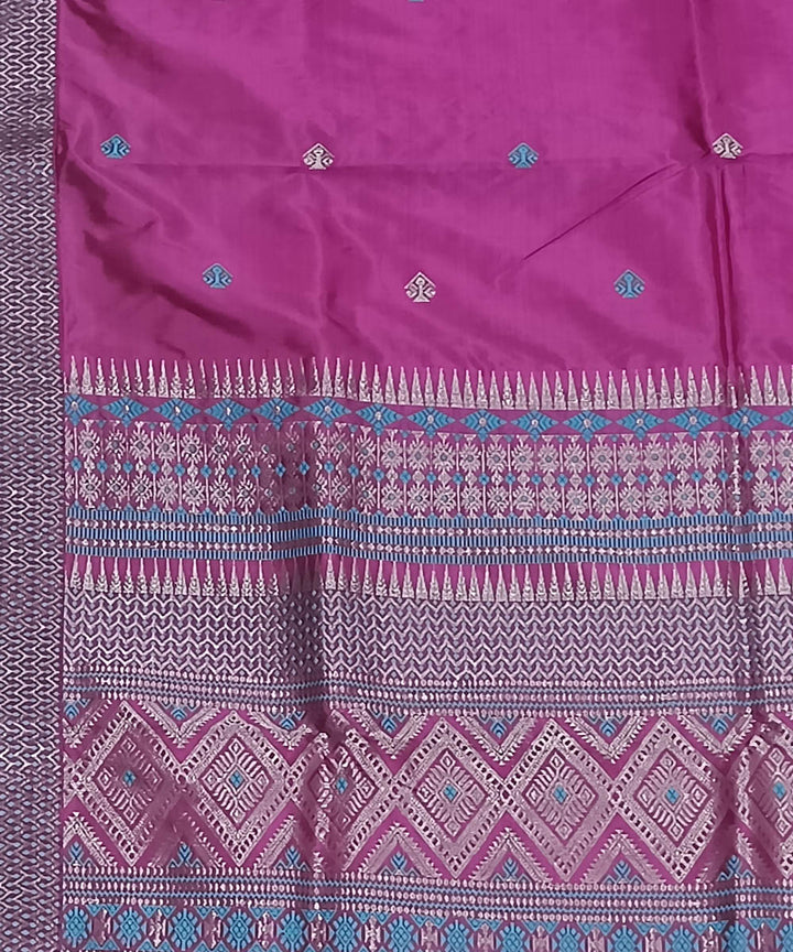 Magenta pink silk handwoven assam saree