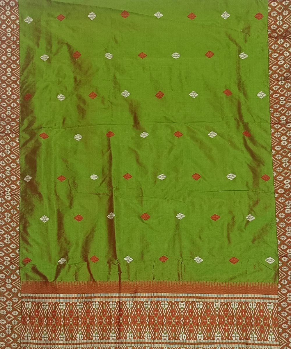 Dark green grey silk handwoven assam saree