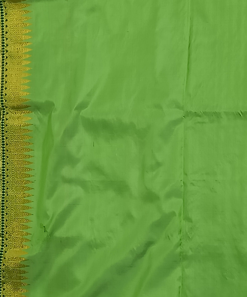 Light green golden silk handwoven assam saree