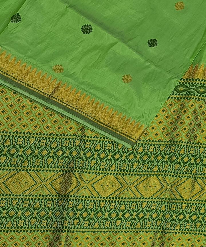 Light green golden silk handwoven assam saree