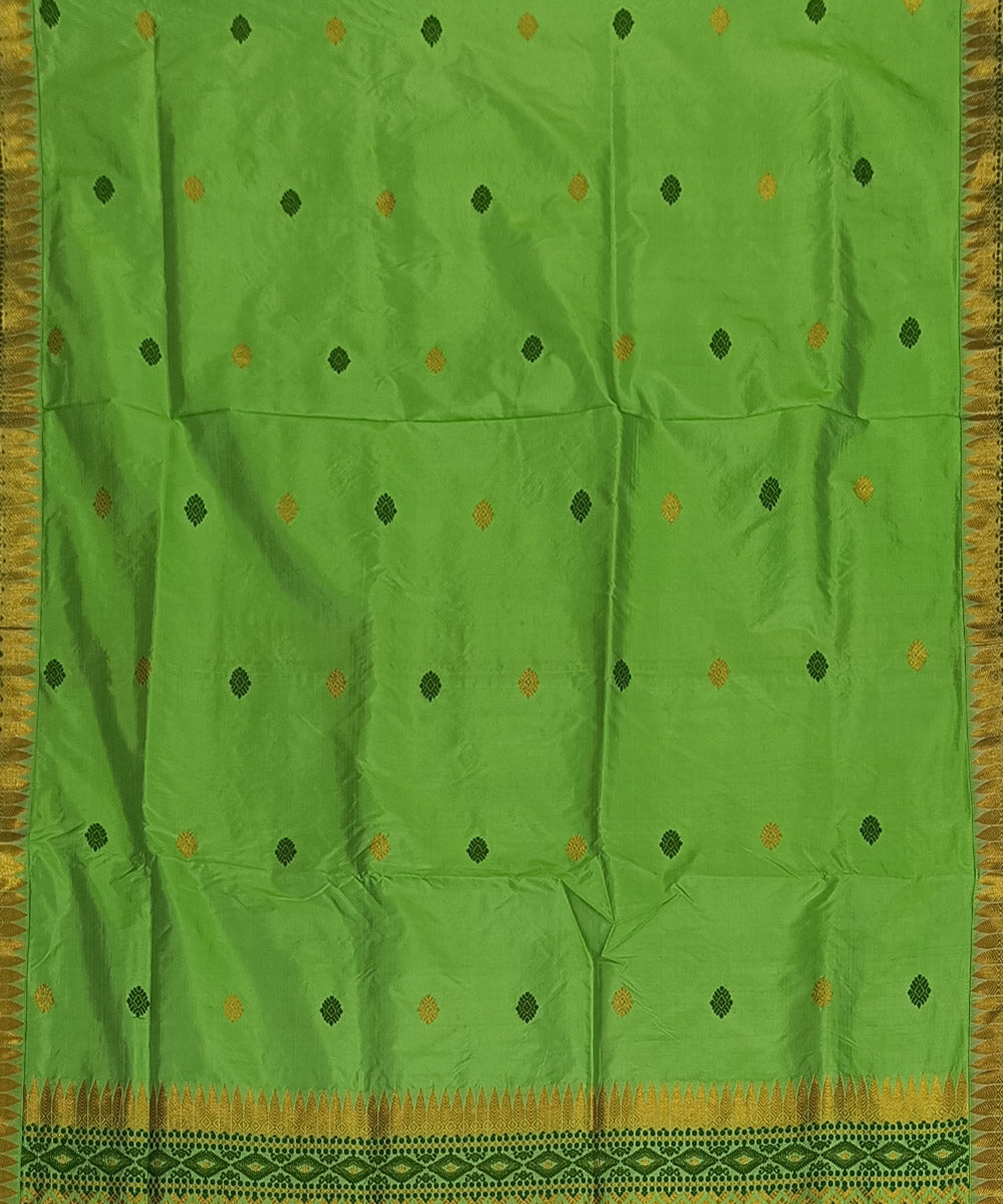 Light green golden silk handwoven assam saree