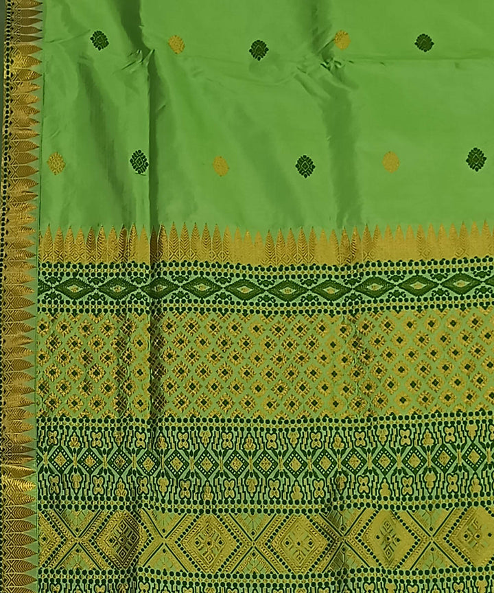 Light green golden silk handwoven assam saree
