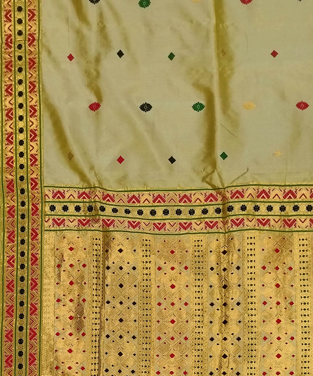 Yellow golden silk handwoven assam saree