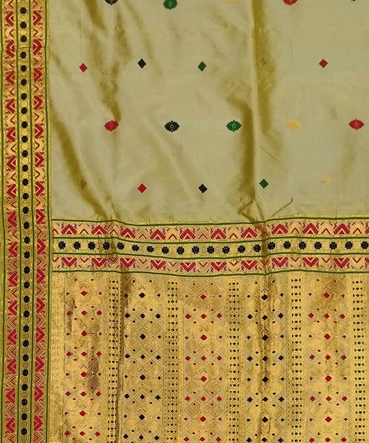 Yellow golden silk handwoven assam saree