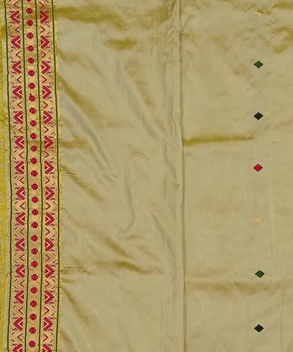Yellow golden silk handwoven assam saree