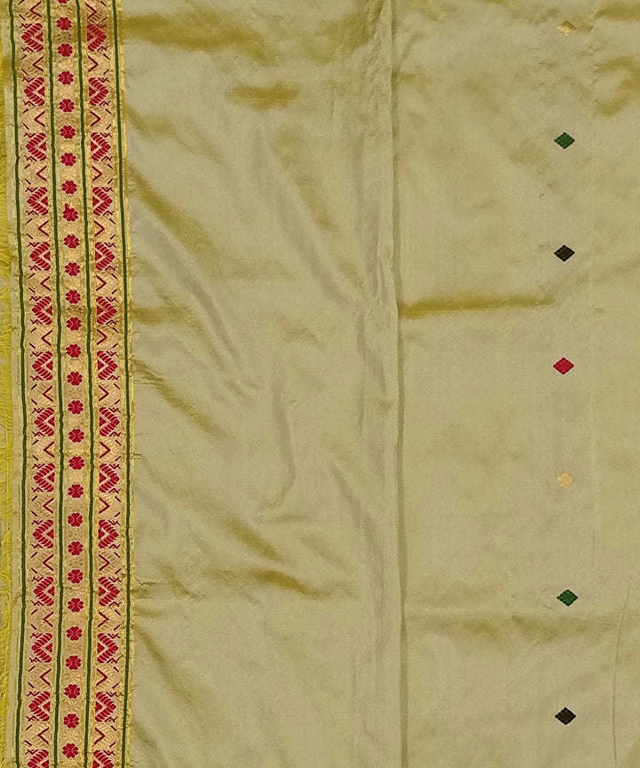 Yellow golden silk handwoven assam saree