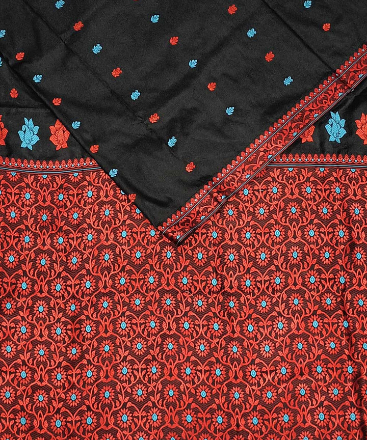 Black red silk handwoven assam saree