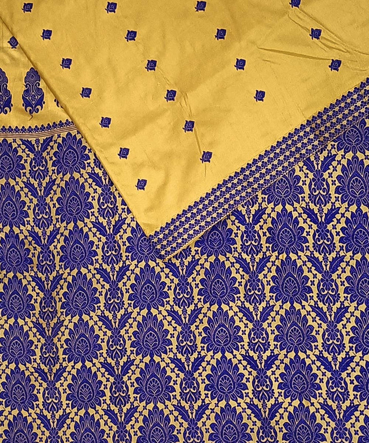 Yellow blue silk handwoven assam saree