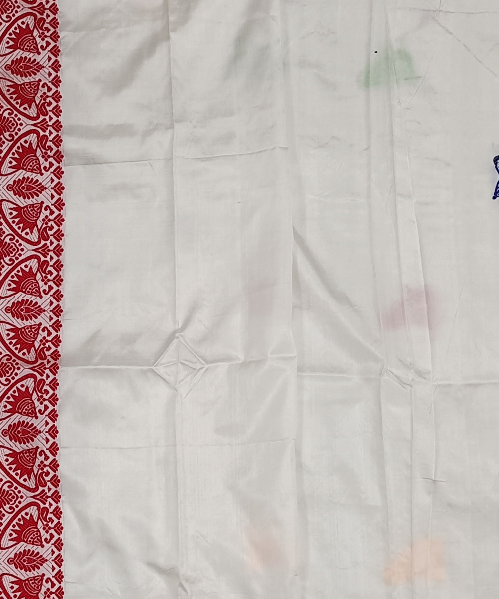 White multicolor silk handwoven assam saree