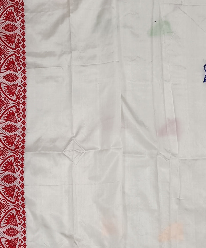 White multicolor silk handwoven assam saree