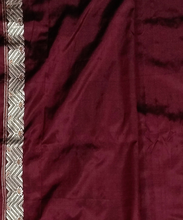 Brown white silk handwoven assam saree