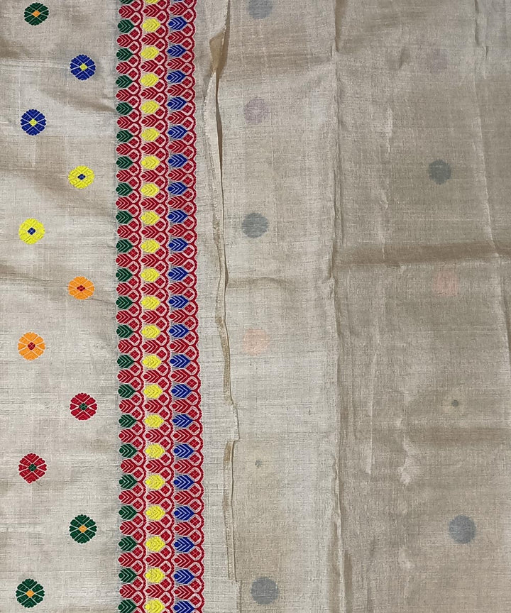 Peach multicolor silk handwoven assam saree