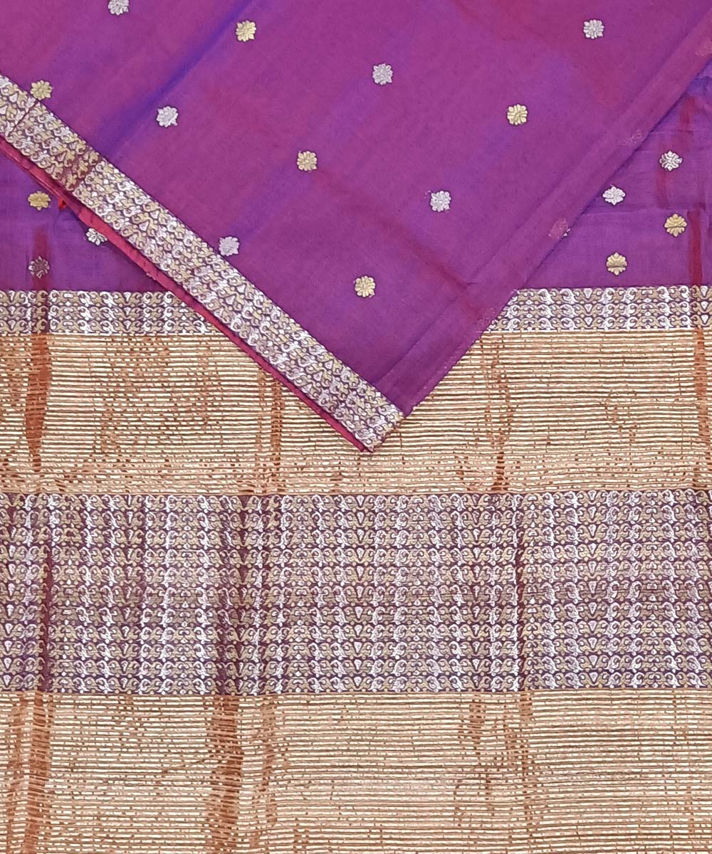 Purple golden silk handloom assam saree