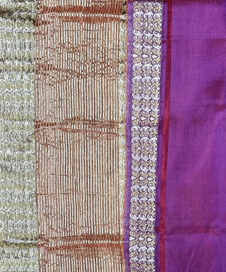 Purple golden silk handloom assam saree