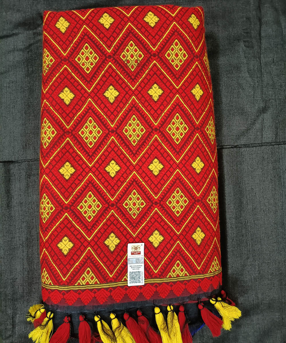 Black red silk handloom assam saree