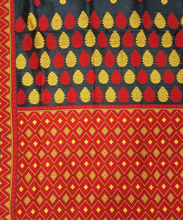 Black red silk handloom assam saree
