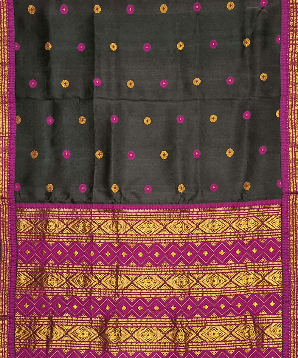 Black purple silk handloom assam saree
