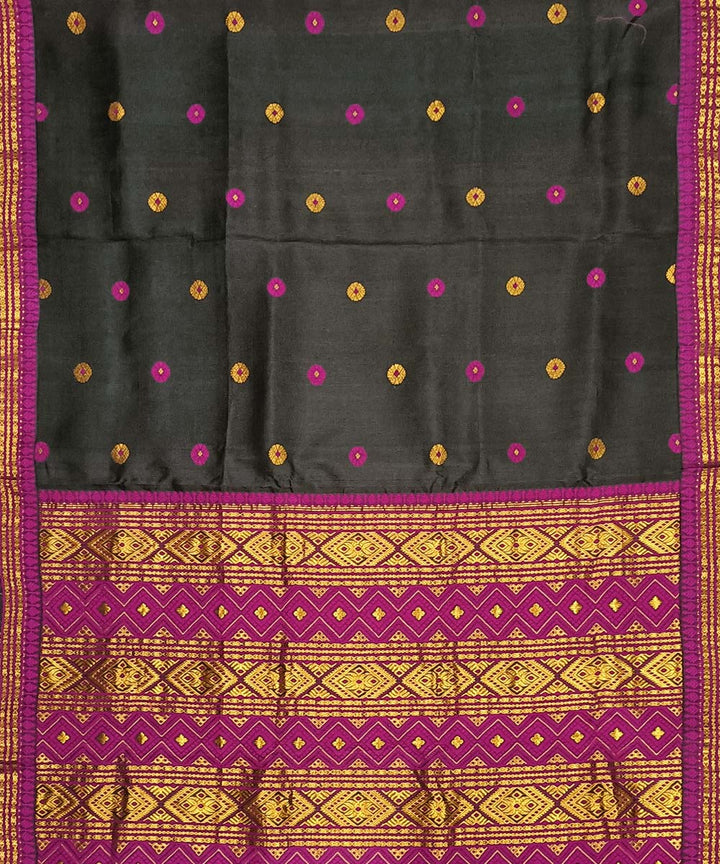 Black purple silk handloom assam saree