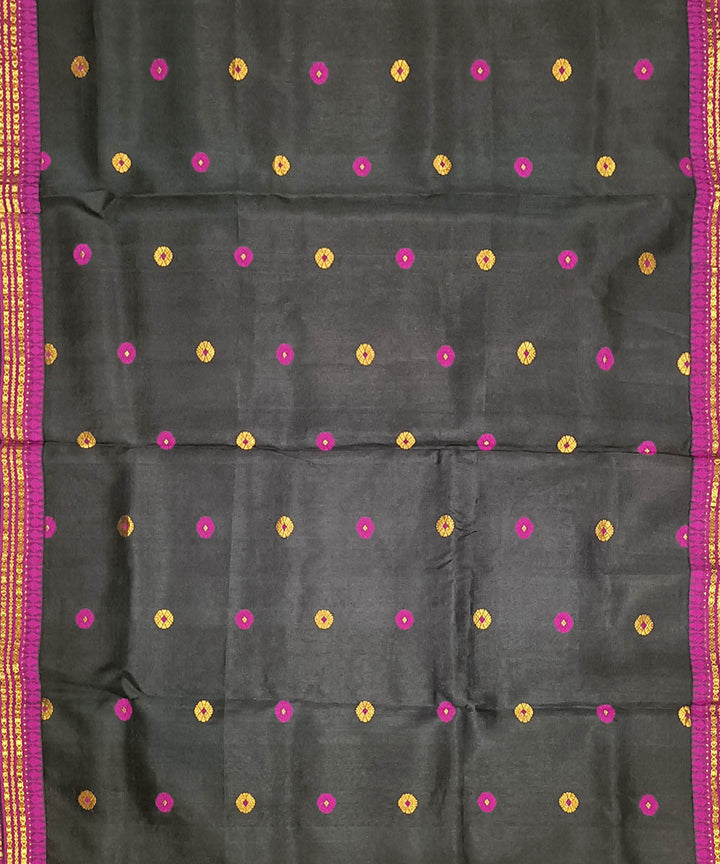 Black purple silk handloom assam saree