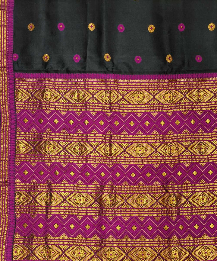 Black purple silk handloom assam saree