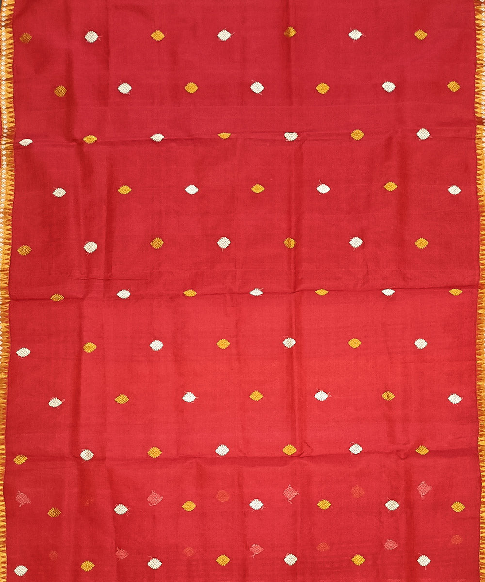 Red yellow silk handloom assam saree