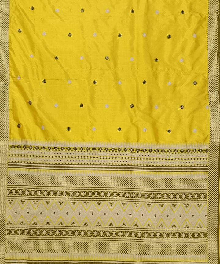 Cream yellow silk handloom assam saree
