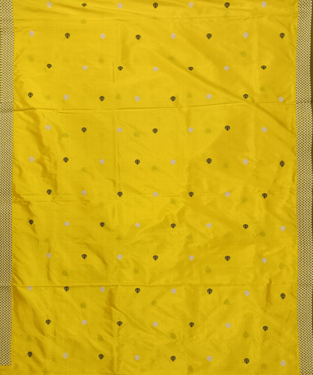 Cream yellow silk handloom assam saree