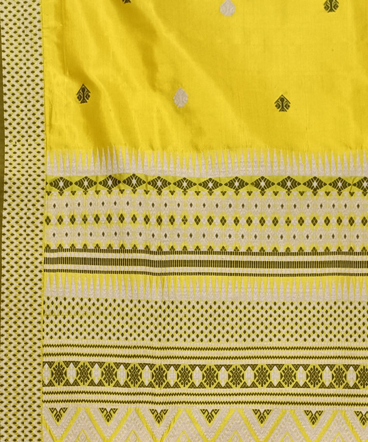 Cream yellow silk handloom assam saree