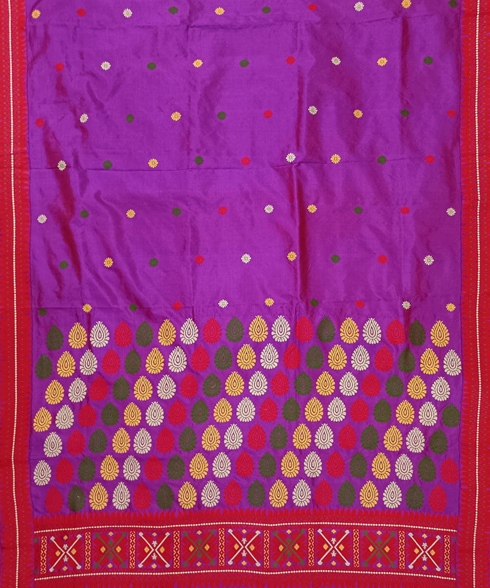 Purple red silk handloom assam saree