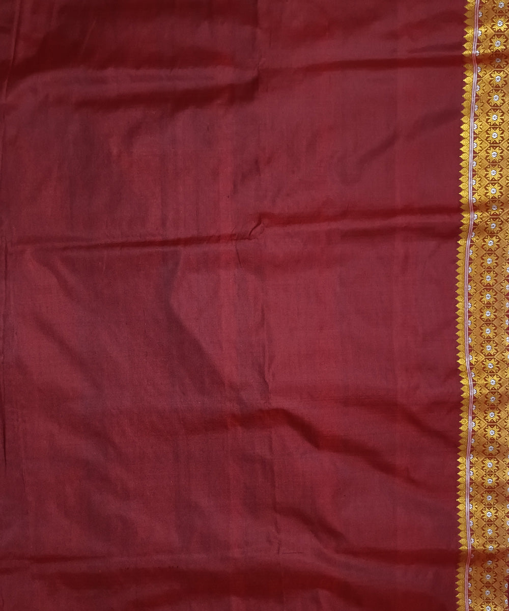 Maroon white silk handloom assam saree