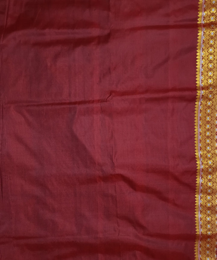 Maroon white silk handloom assam saree