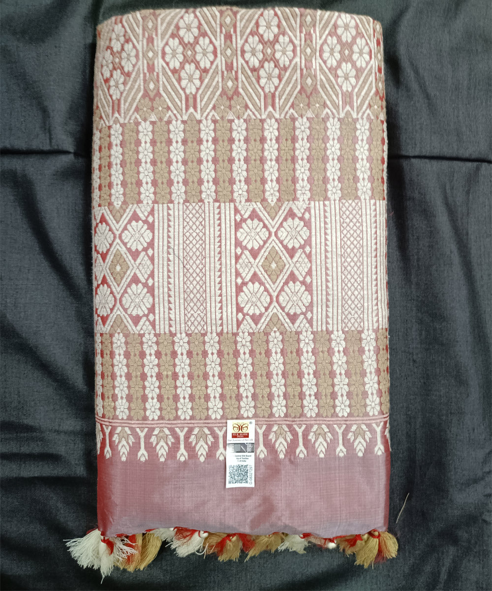White grey silk handloom assam saree