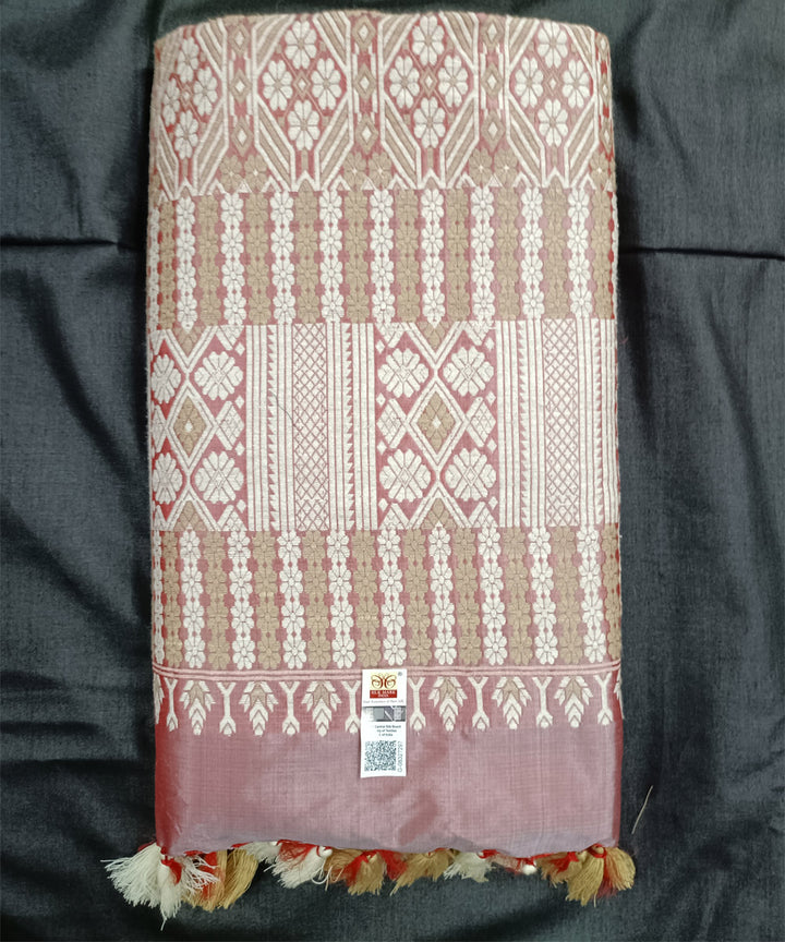 White grey silk handloom assam saree
