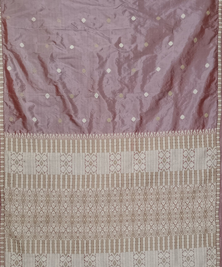 White grey silk handloom assam saree