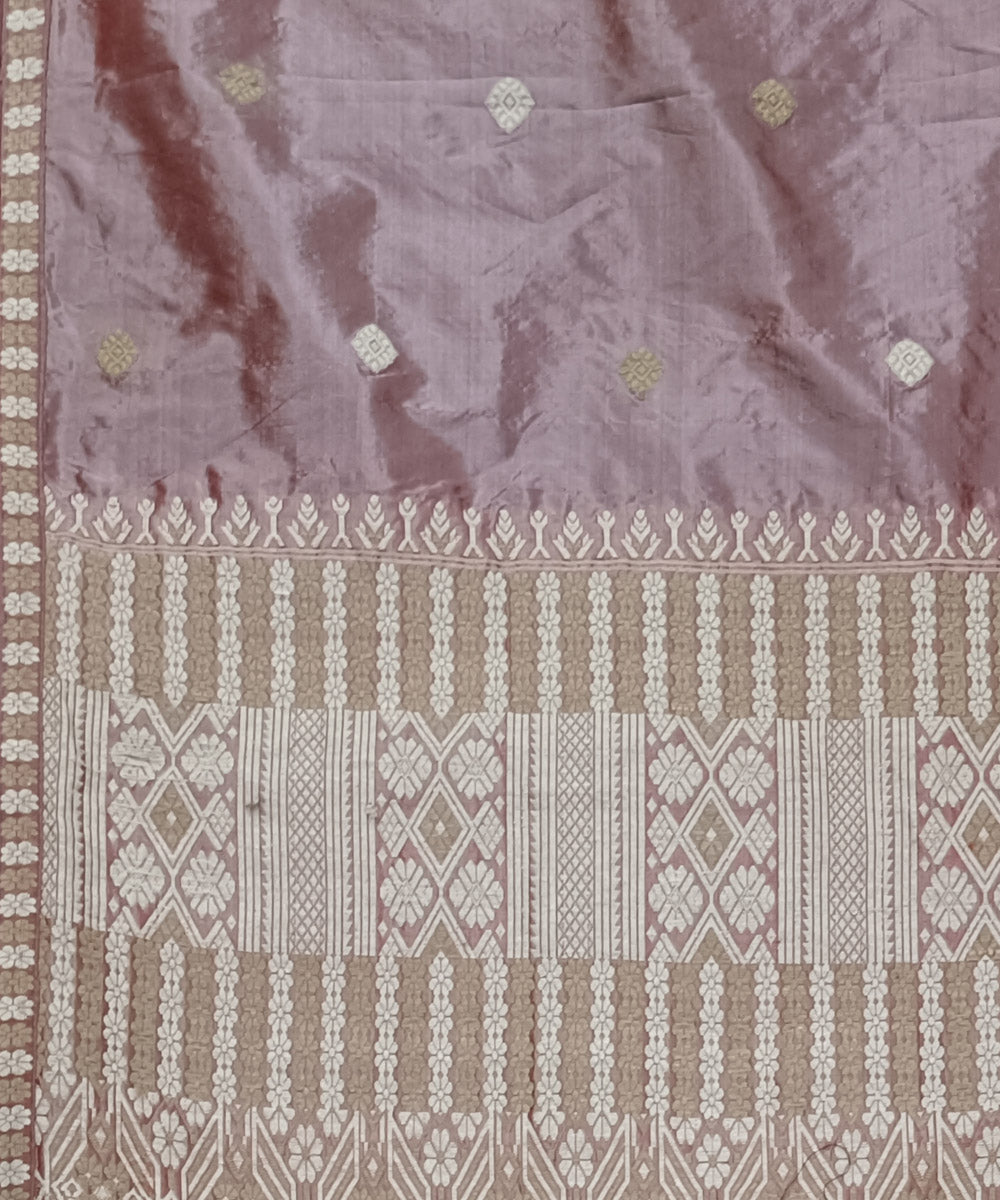White grey silk handloom assam saree