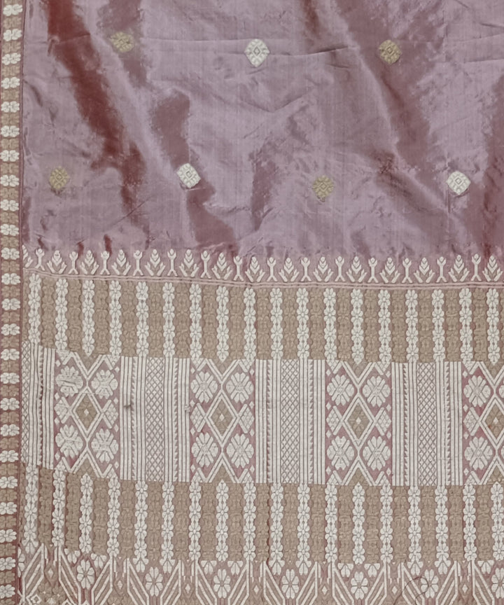 White grey silk handloom assam saree