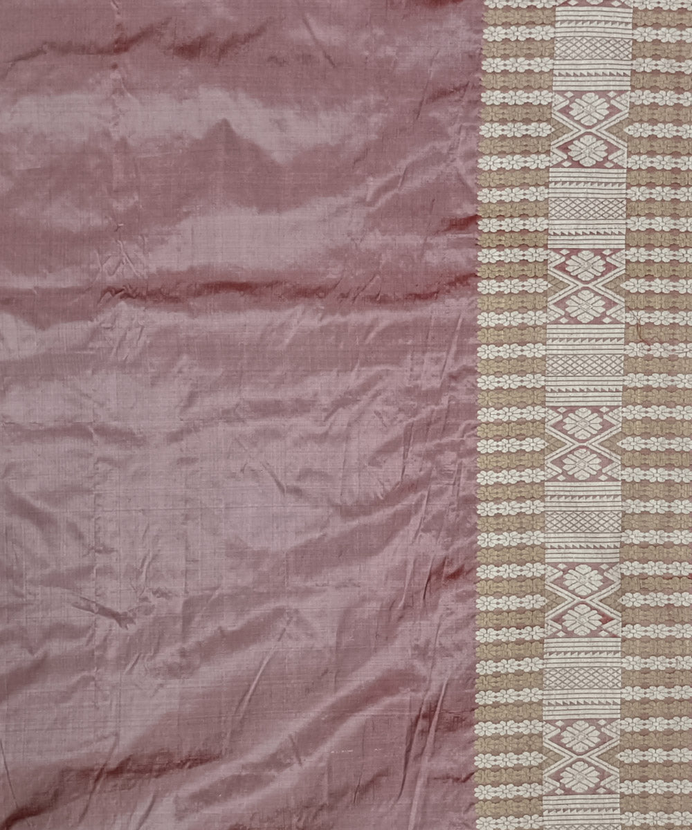 White grey silk handloom assam saree